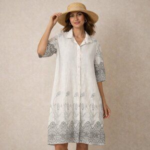 Spighe Di Lino White/Green Dress